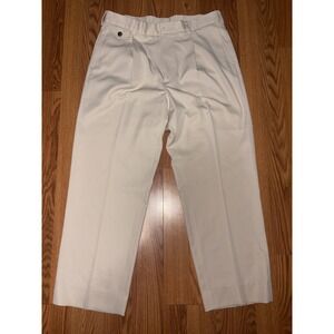 Brooks Brothers‎ Country Club Mens Pleated Pants Khaki W34 L30 Polyester Blend